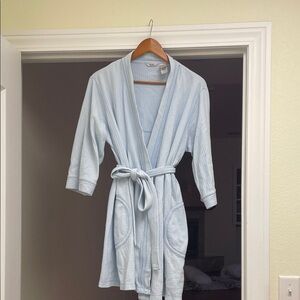 Adonna Light Blue Waffle Knit Robe